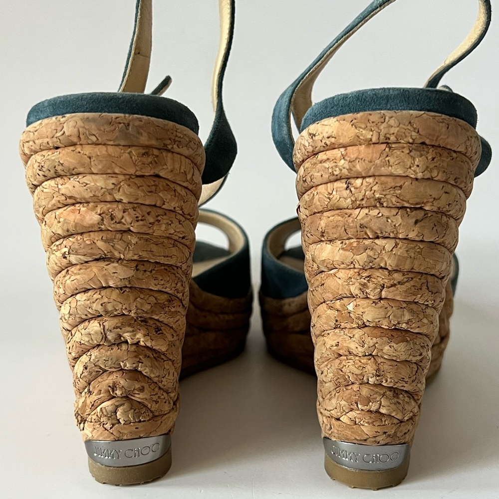 Jimmy Choo Blue Suede Wedges - Picture 3 of 5